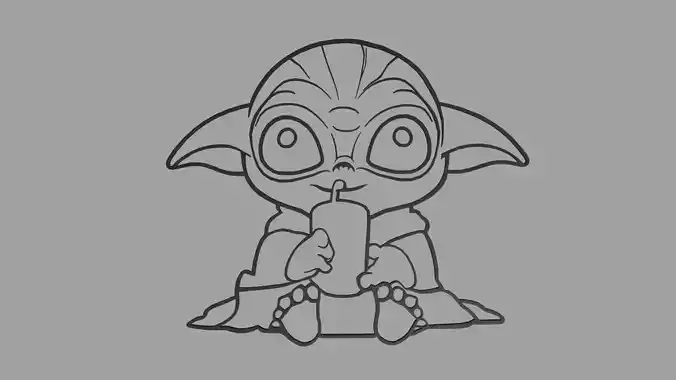 Baby Yoda Wall Silhouette 01 3D print model Baby Yoda Wall Silhouette 01 3D print model