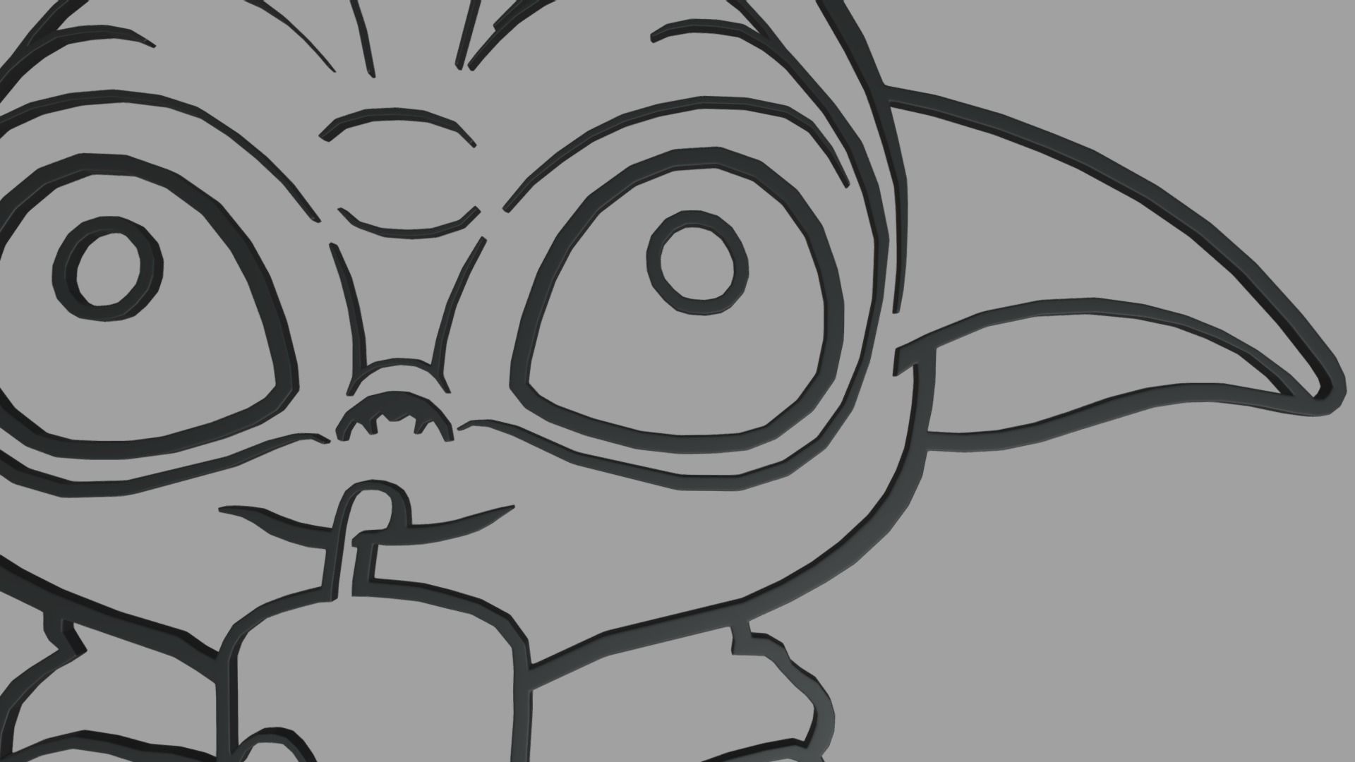 Baby Yoda Wall Silhouette 01 3D print model_3