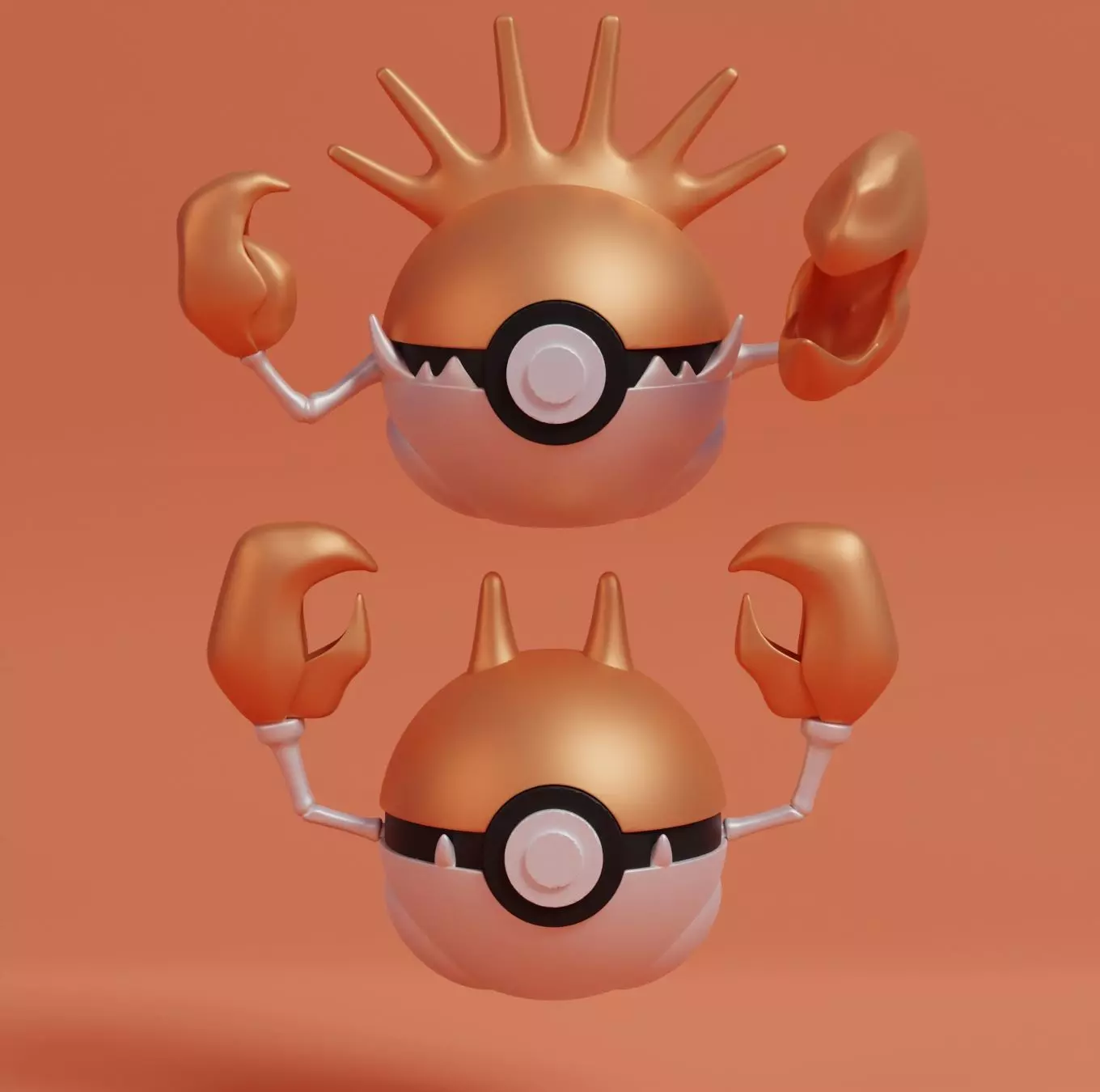 Pokemon Krabby Kingler Pokeball 3D print model_0