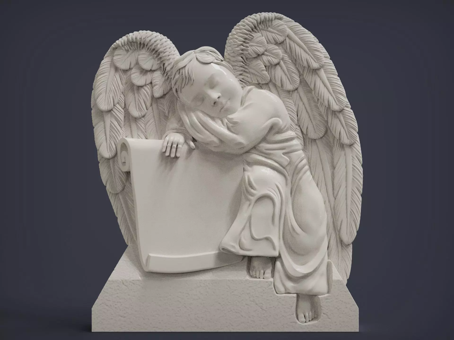 Baby Angel Bas-Relief 3D print model_0