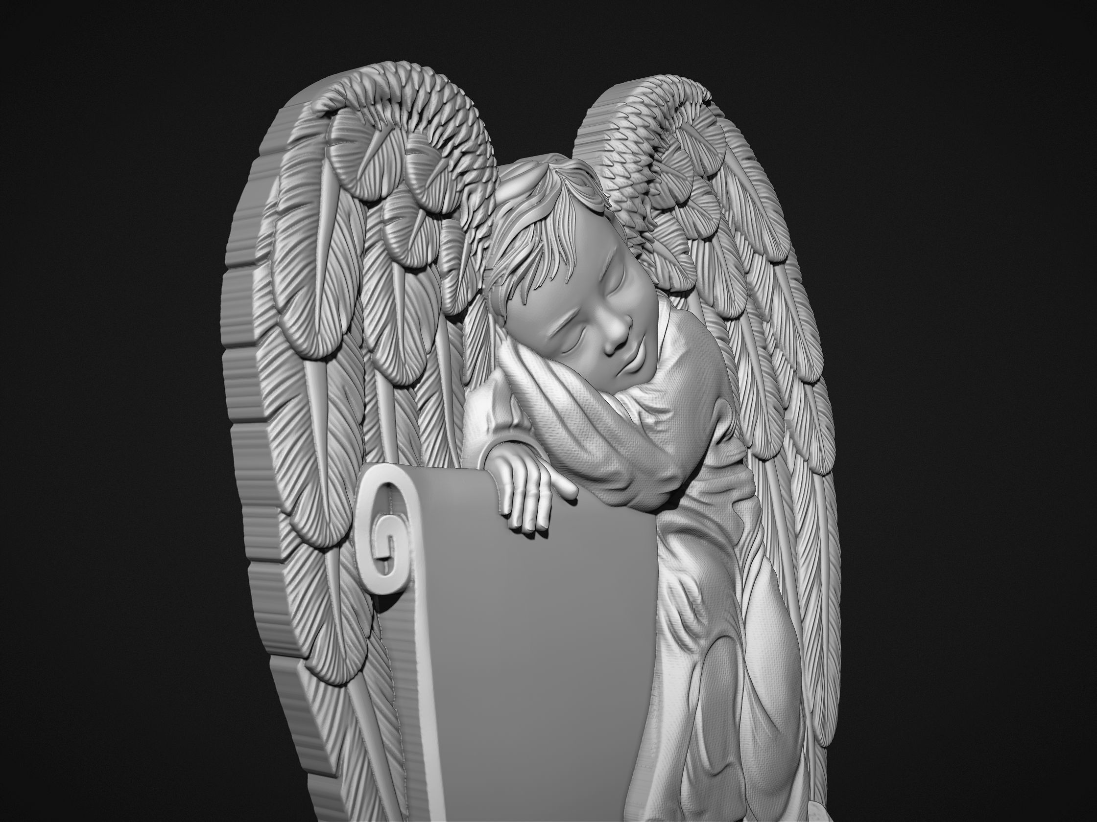 Baby Angel Bas-Relief 3D print model_6