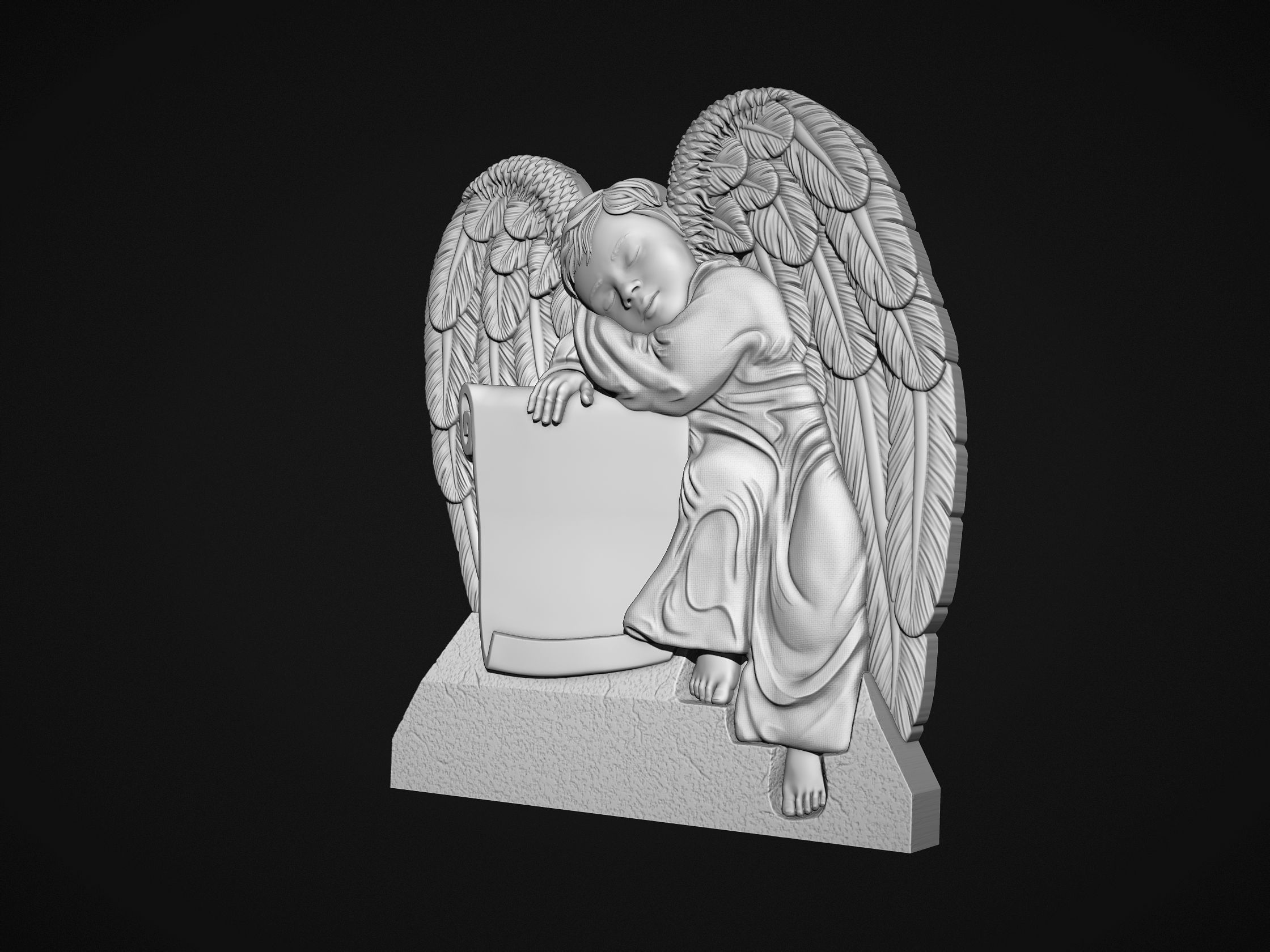 Baby Angel Bas-Relief 3D print model_3