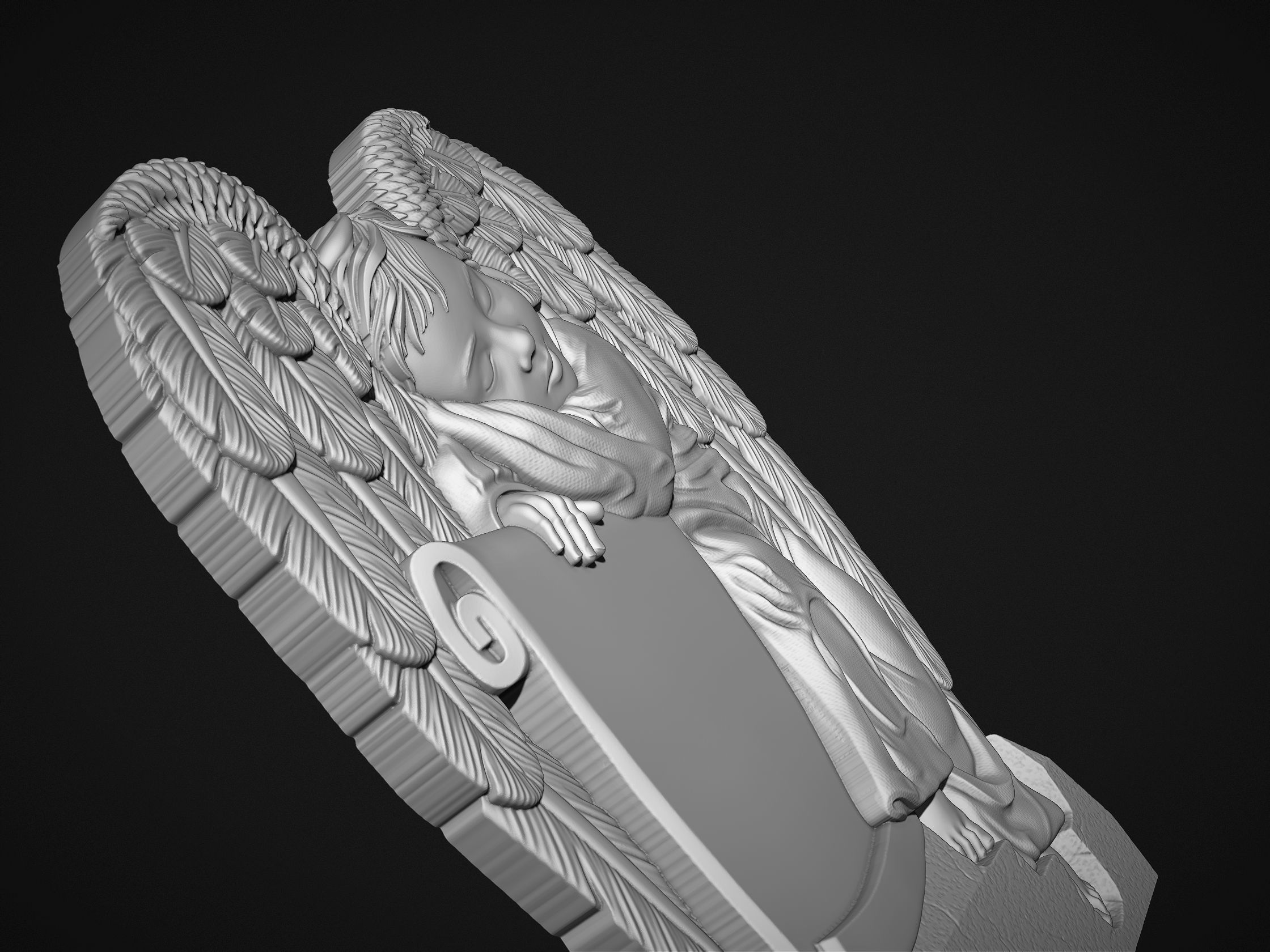 Baby Angel Bas-Relief 3D print model_5