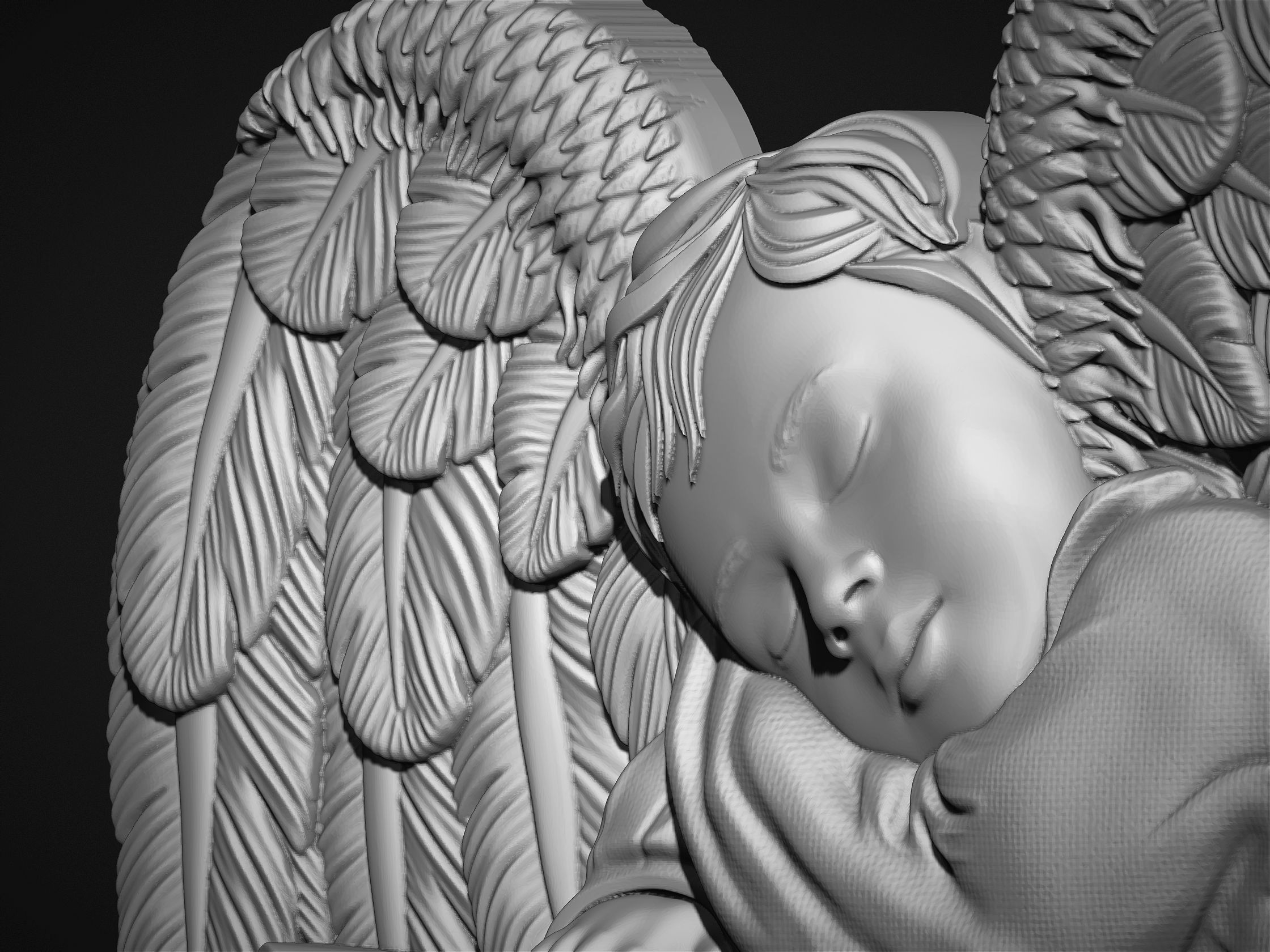 Baby Angel Bas-Relief 3D print model_8