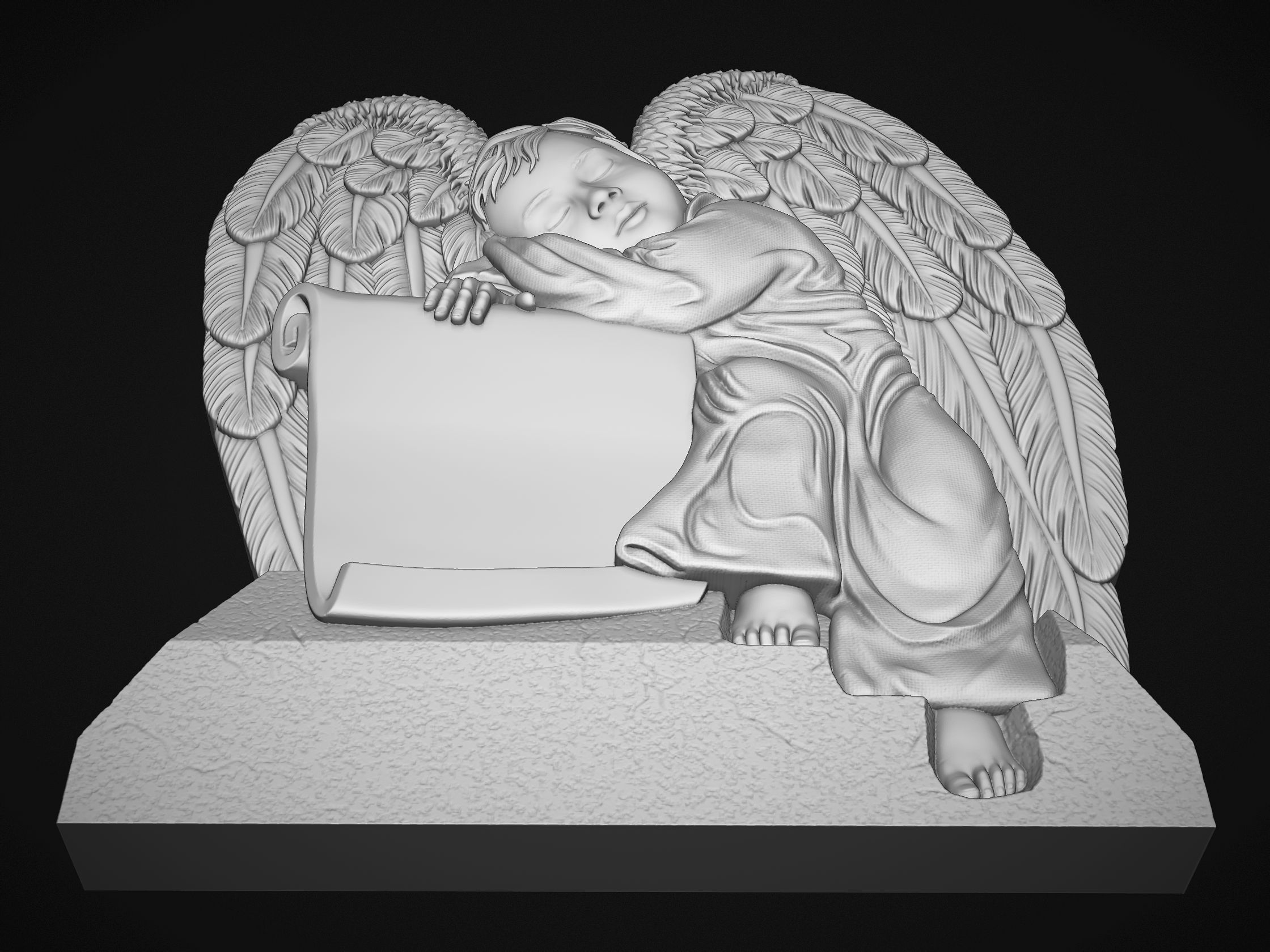 Baby Angel Bas-Relief 3D print model_4