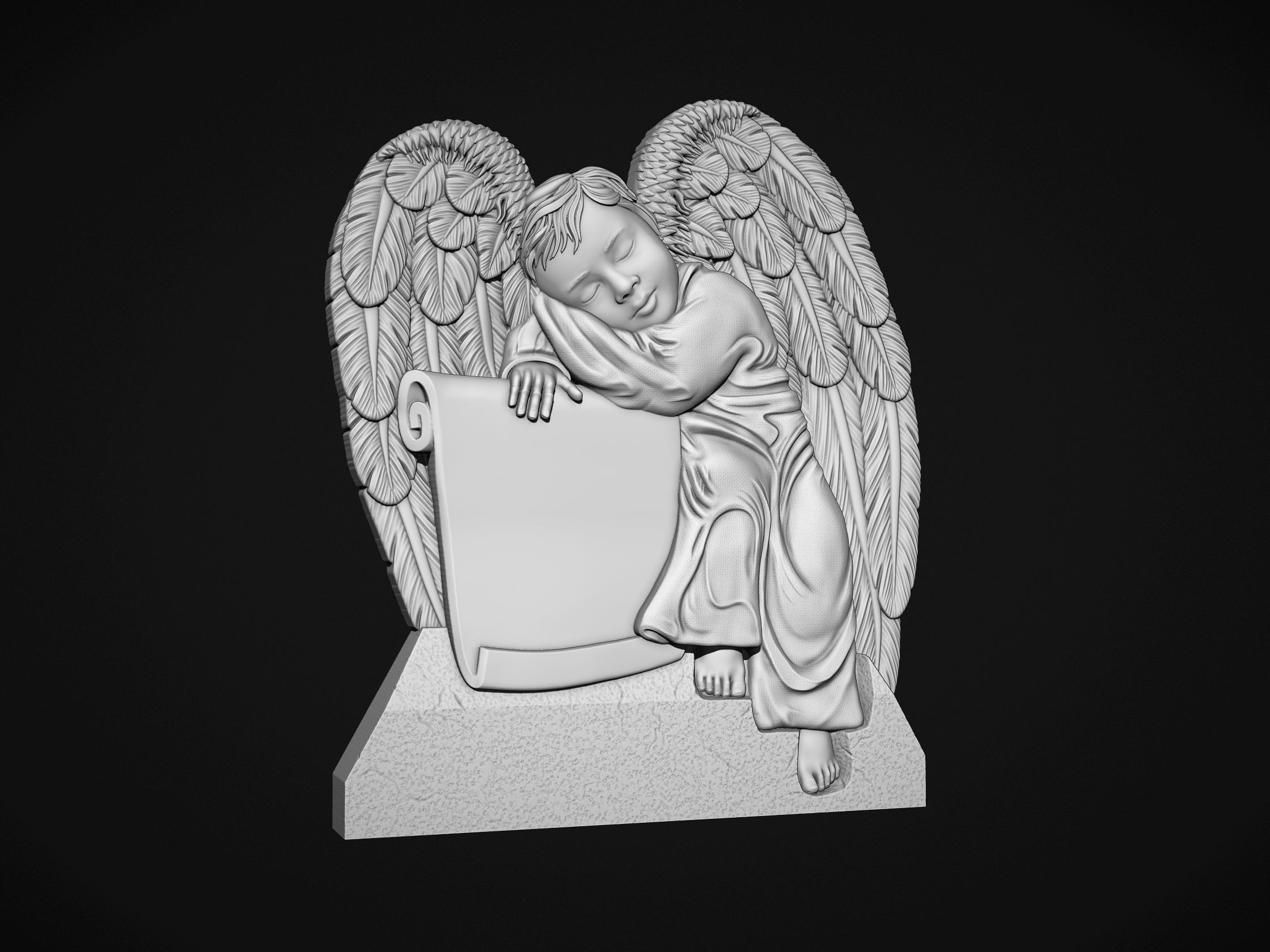 Baby Angel Bas-Relief 3D print model_2