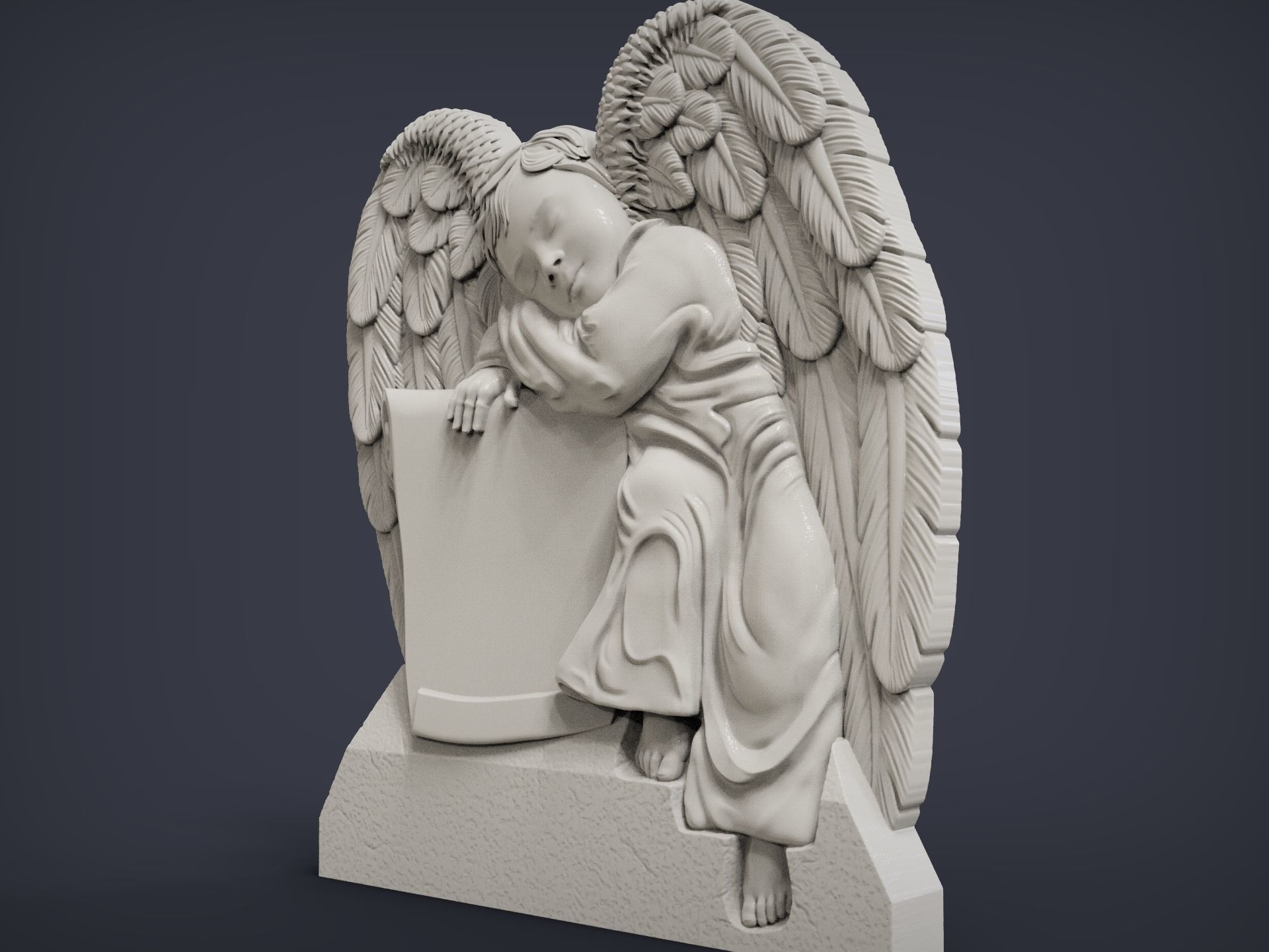 Baby Angel Bas-Relief 3D print model_1