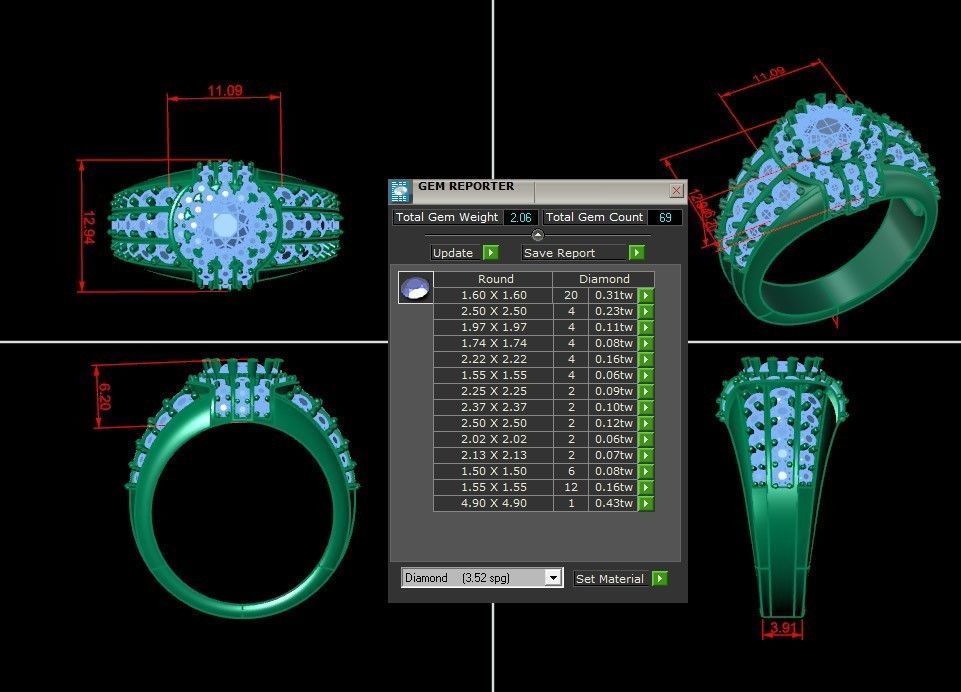 Diamond Man Ring Cad  MR  64 3D print model_6