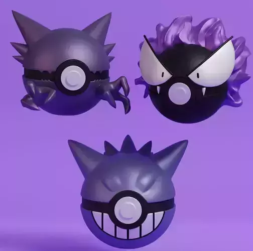 Pokemon Gastly Haunter Gengar Pokeball 3D print model