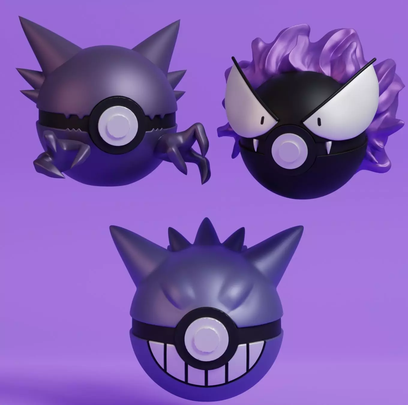Pokemon Gastly Haunter Gengar Pokeball 3D print model_0