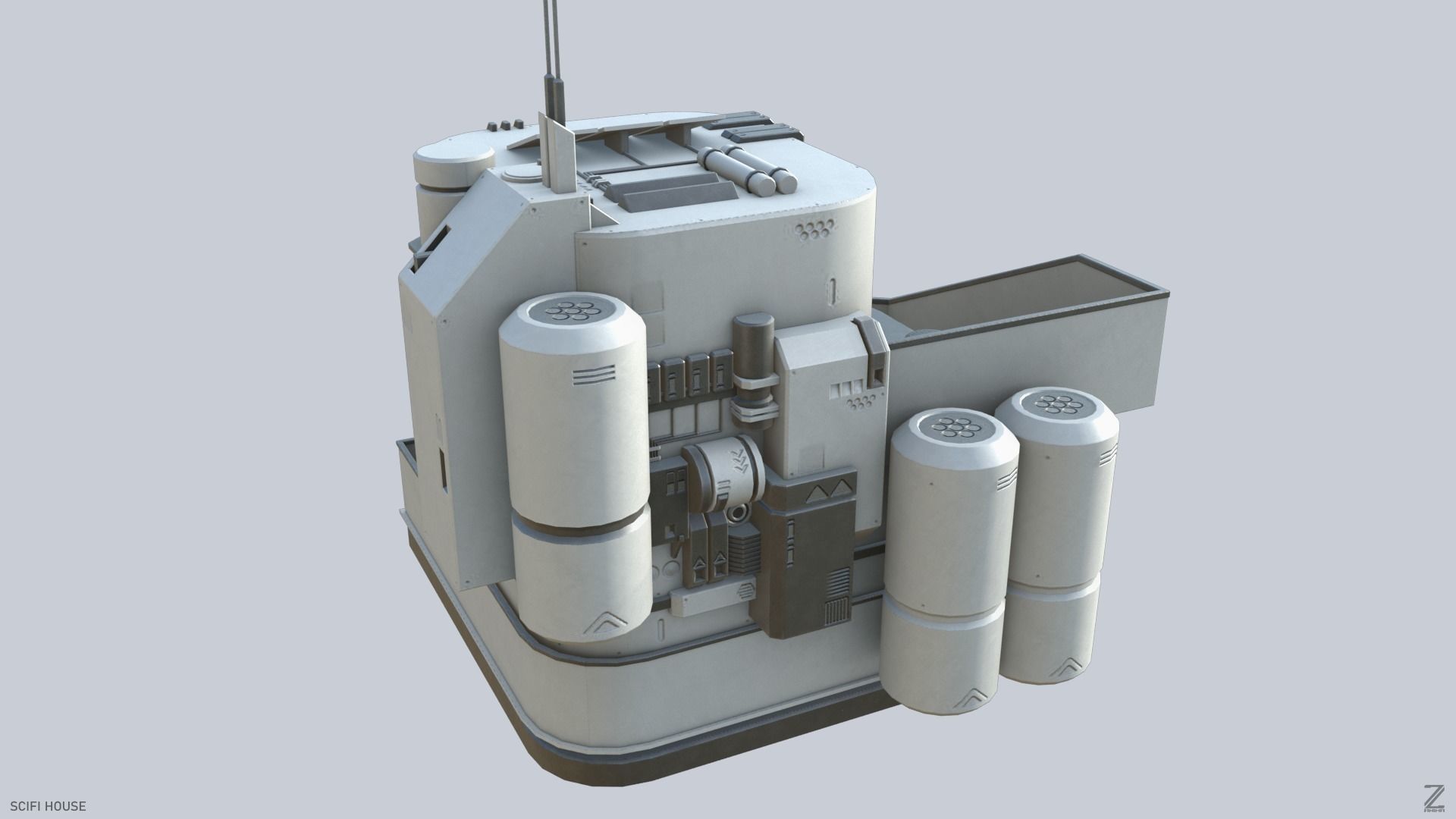 Scifi house Low-poly 3D model_7