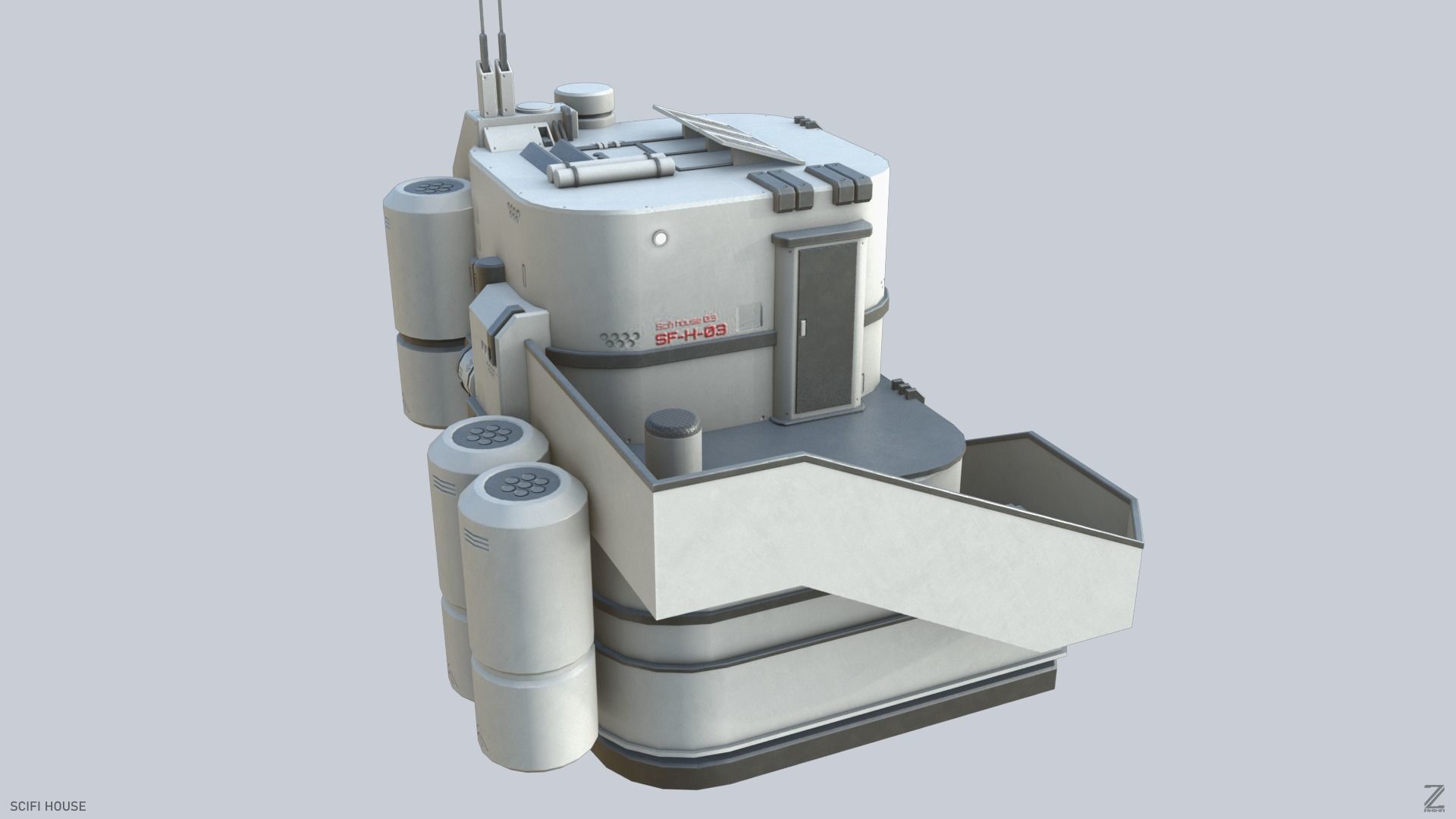 Scifi house Low-poly 3D model_8