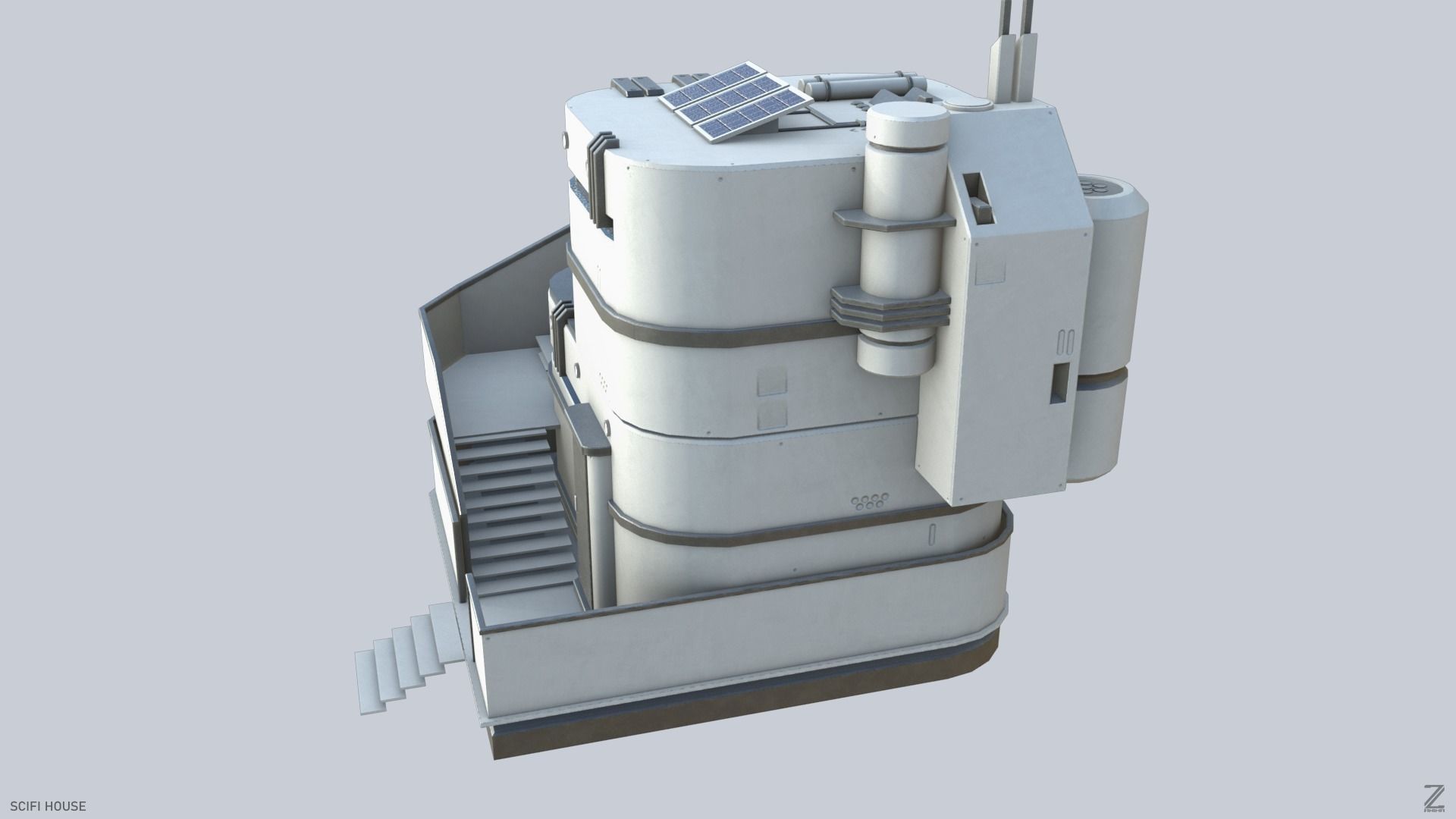Scifi house Low-poly 3D model_5