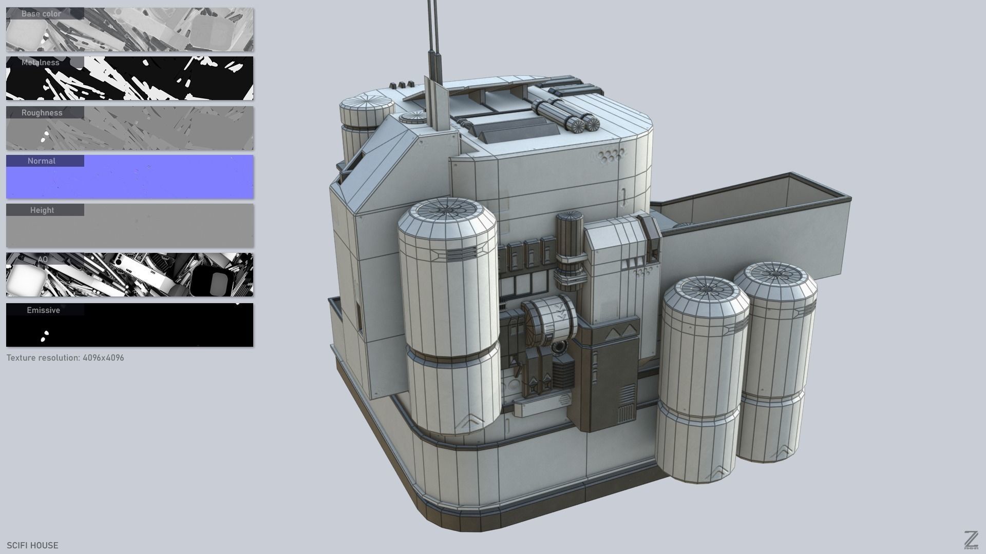 Scifi house Low-poly 3D model_2