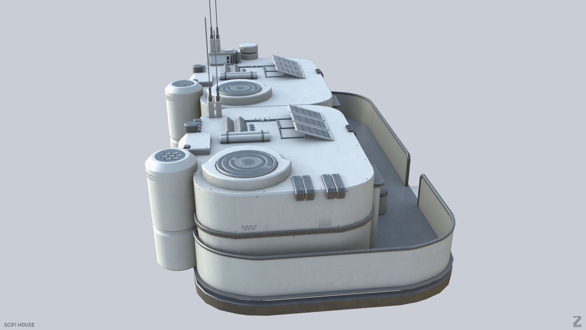 Scifi house Low-poly 3D model_7