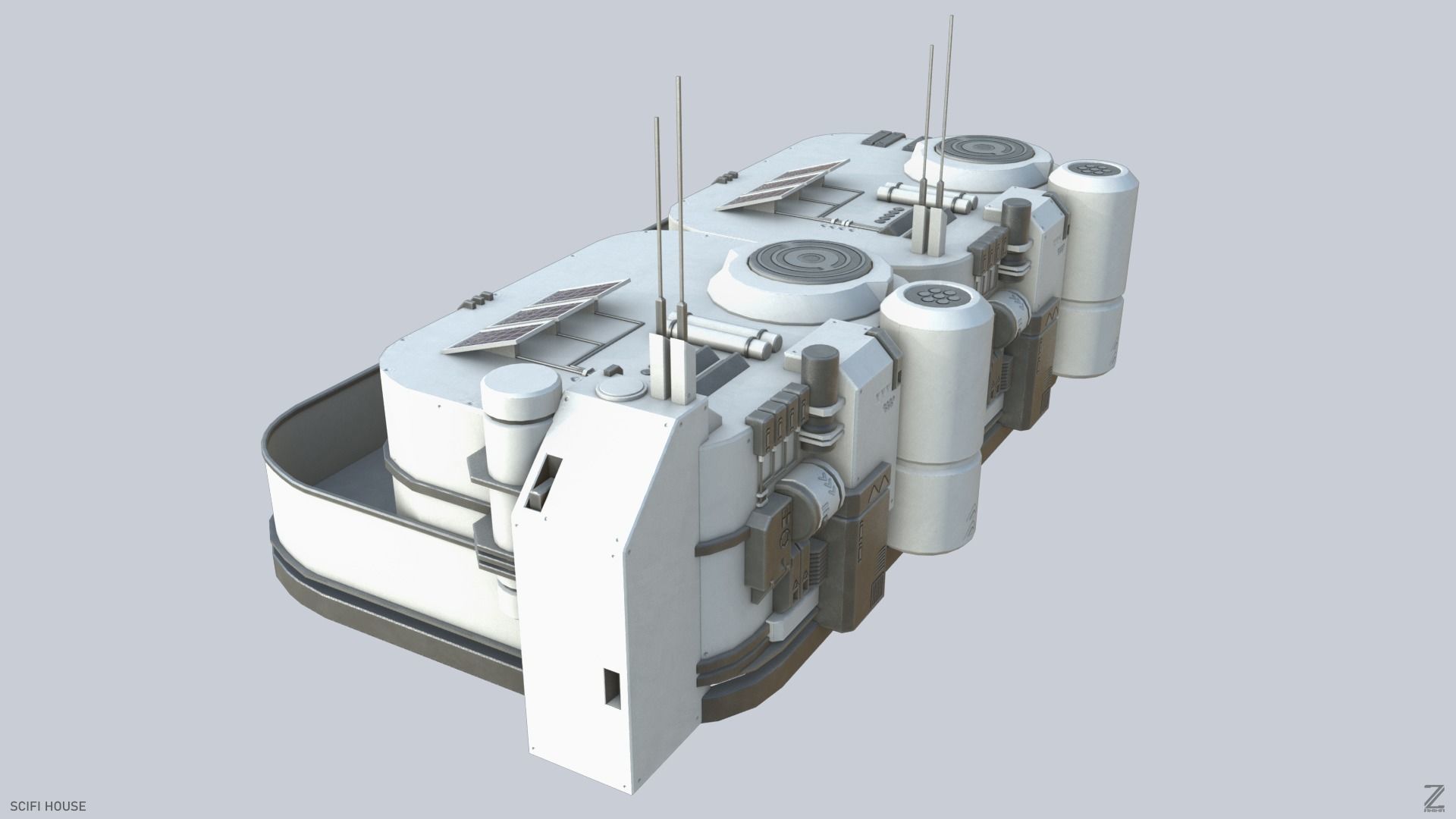 Scifi house Low-poly 3D model_4