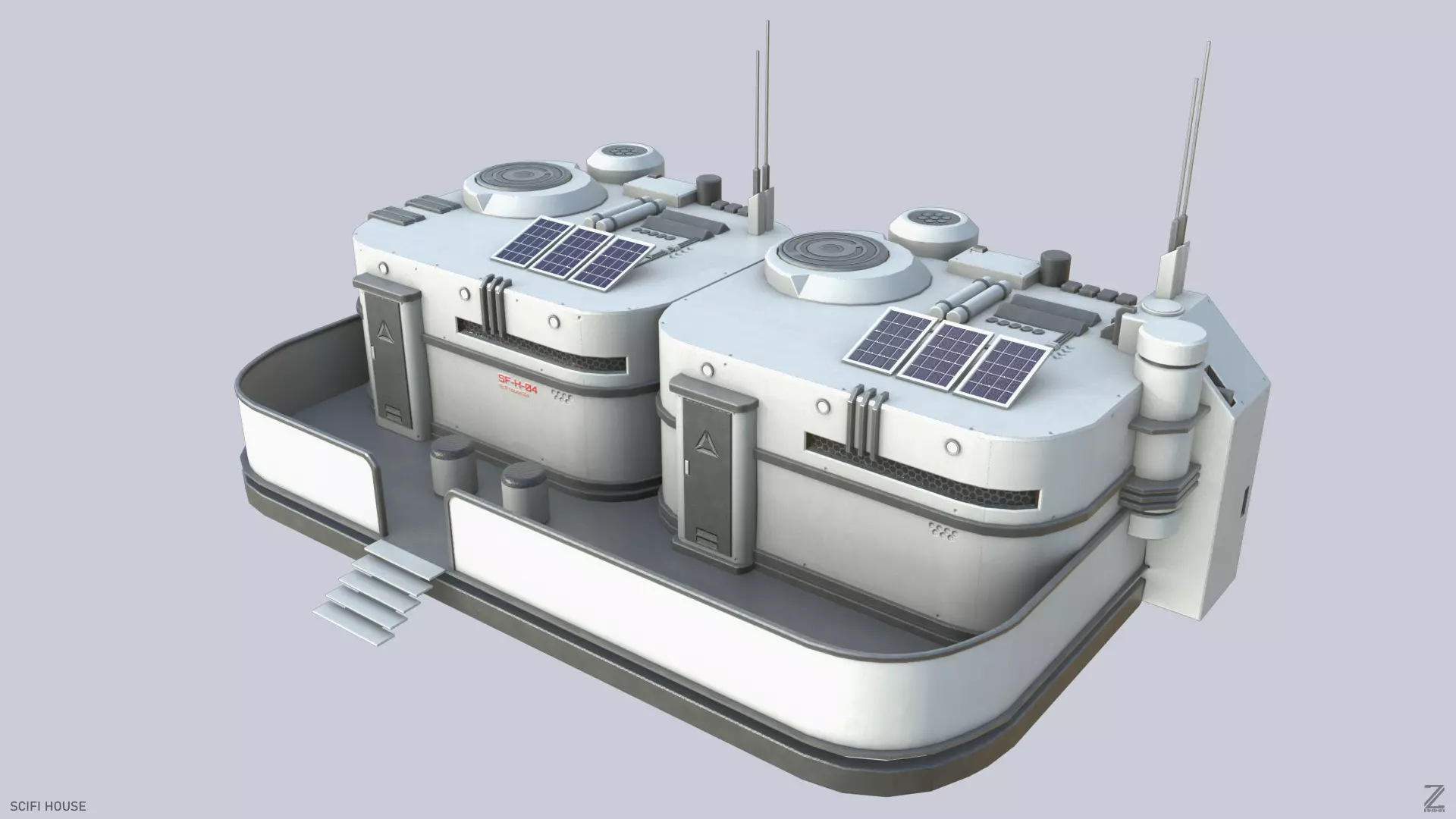 Scifi house Low-poly 3D model_0