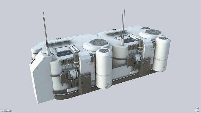 Scifi house Low-poly 3D model 6