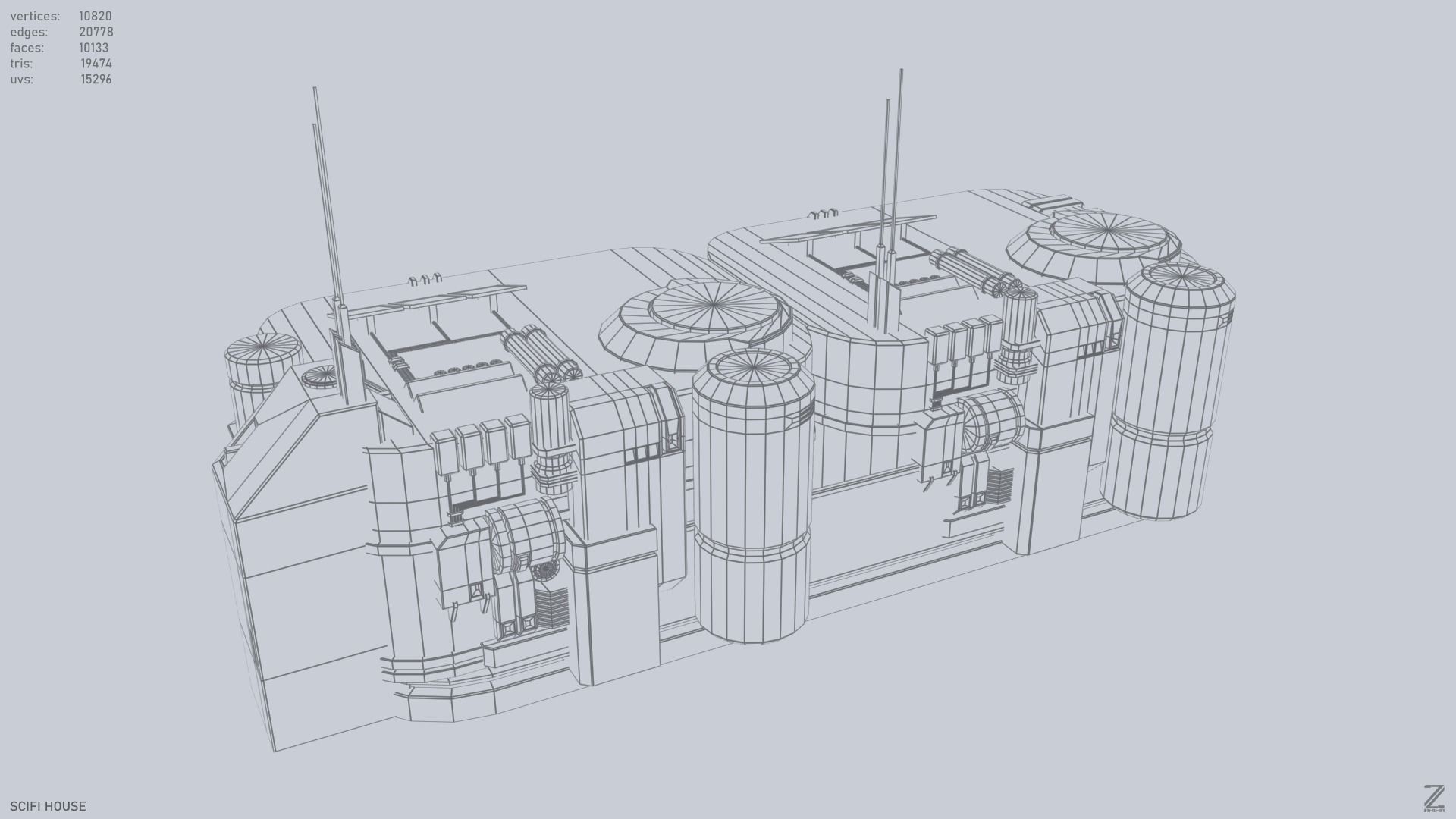 Scifi house Low-poly 3D model_11