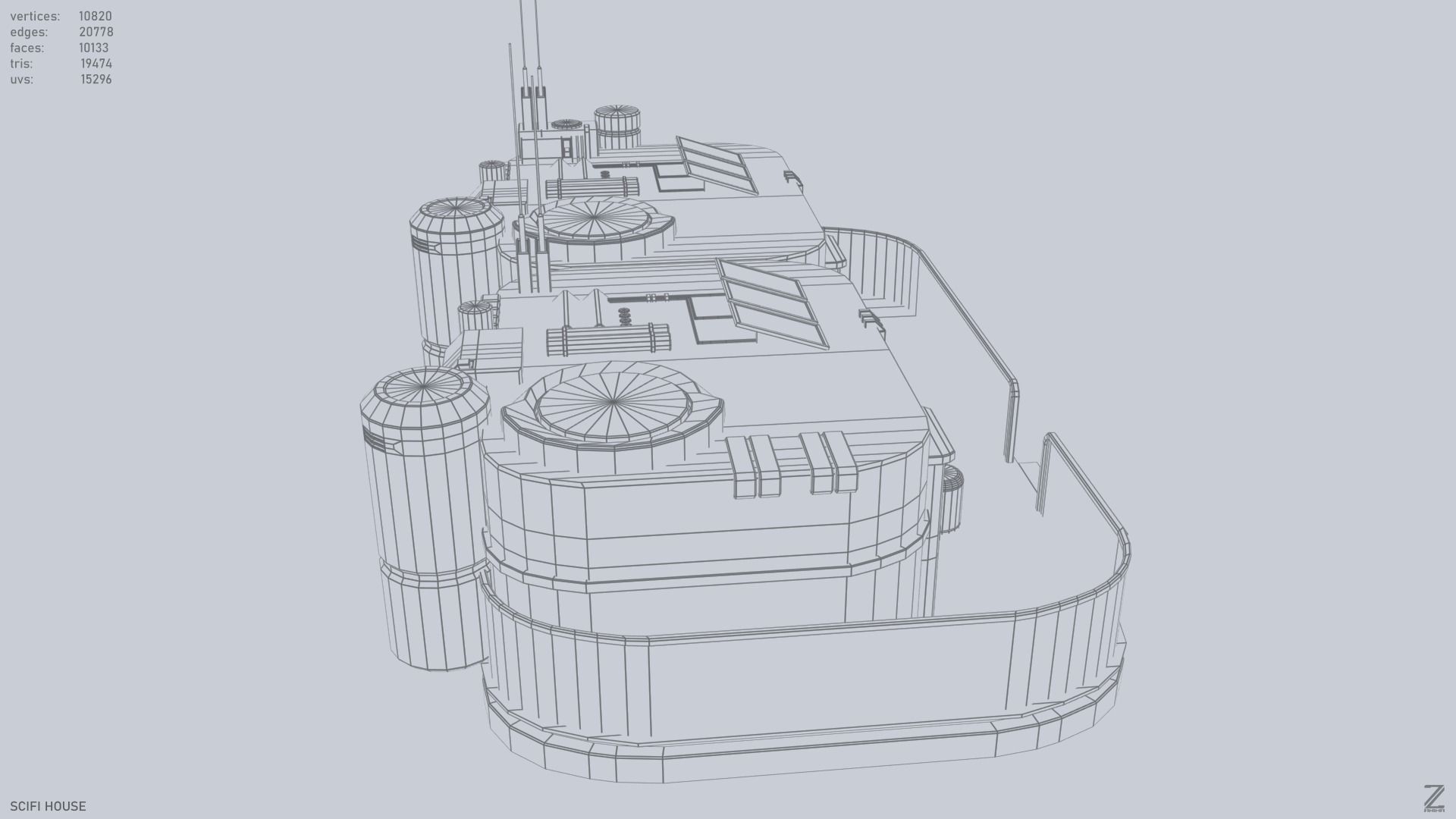 Scifi house Low-poly 3D model_13