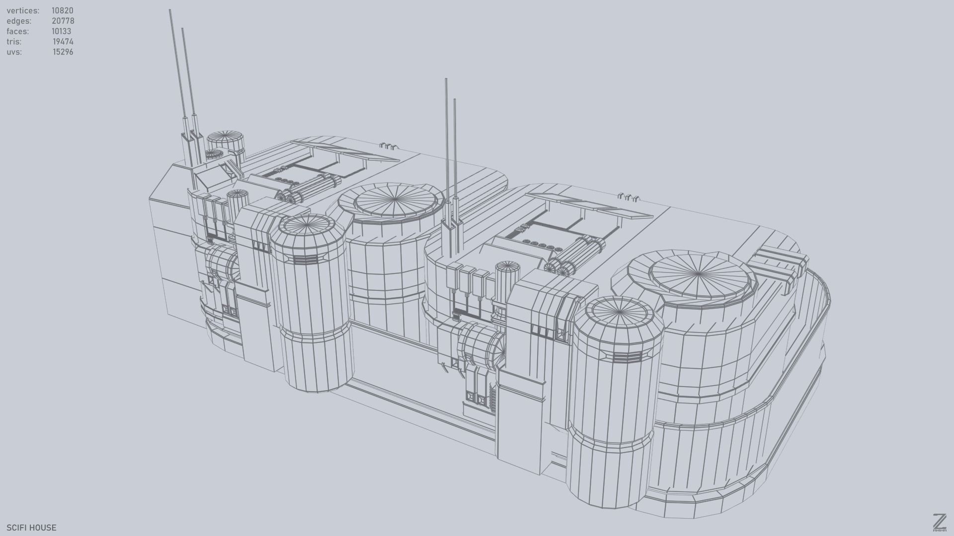 Scifi house Low-poly 3D model_12