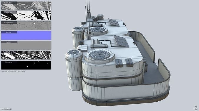 Scifi house Low-poly 3D model 3
