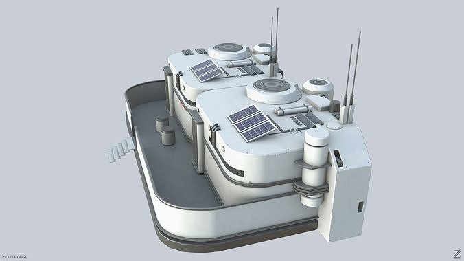 Scifi house Low-poly 3D model 2