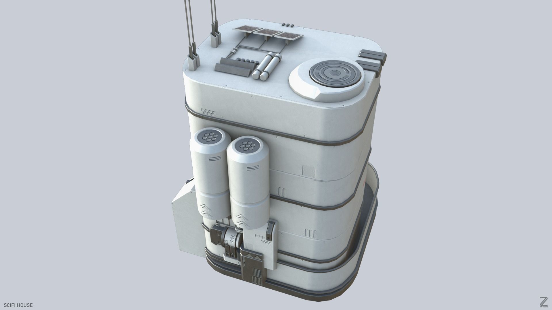 Scifi house Low-poly 3D model_5