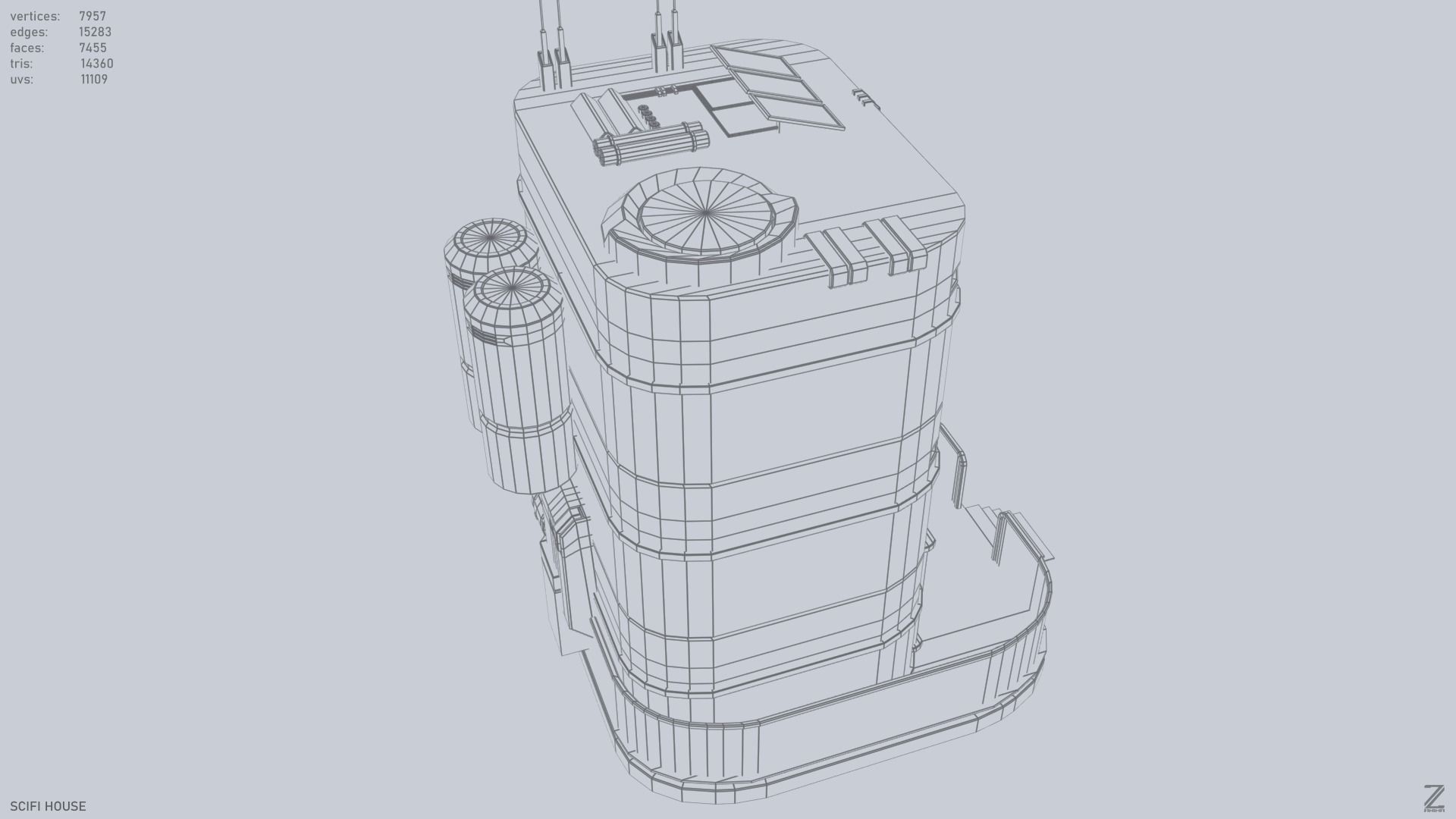 Scifi house Low-poly 3D model_12