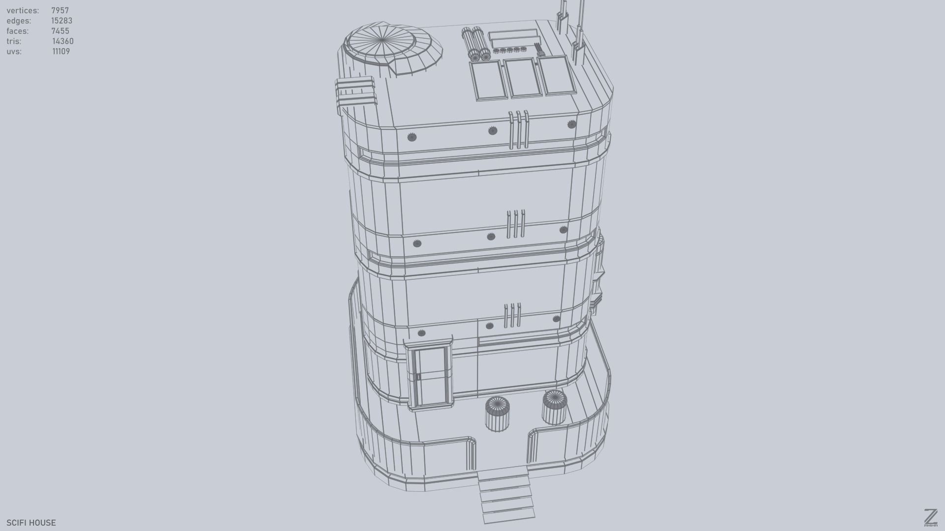 Scifi house Low-poly 3D model_14