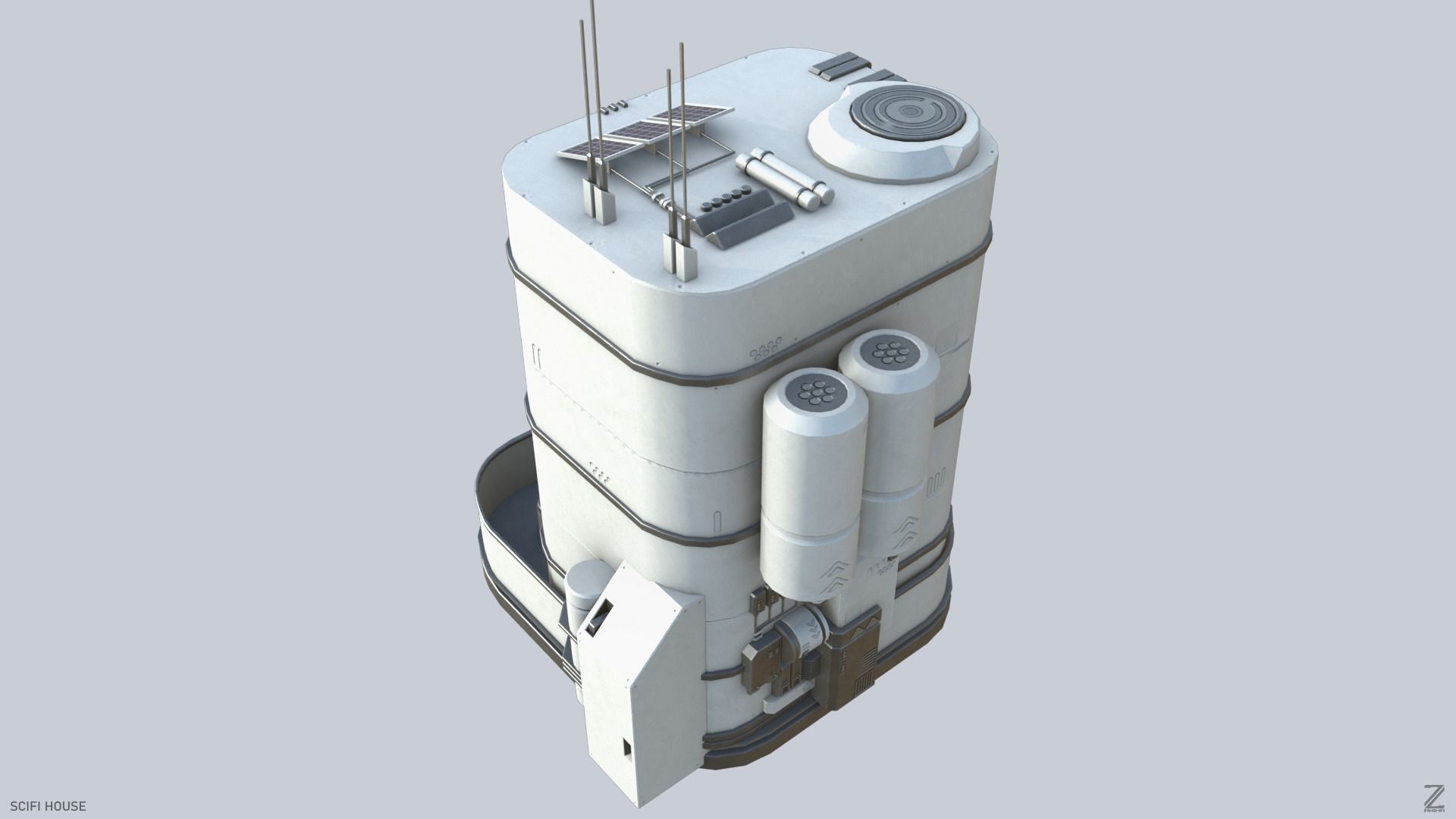 Scifi house Low-poly 3D model_4