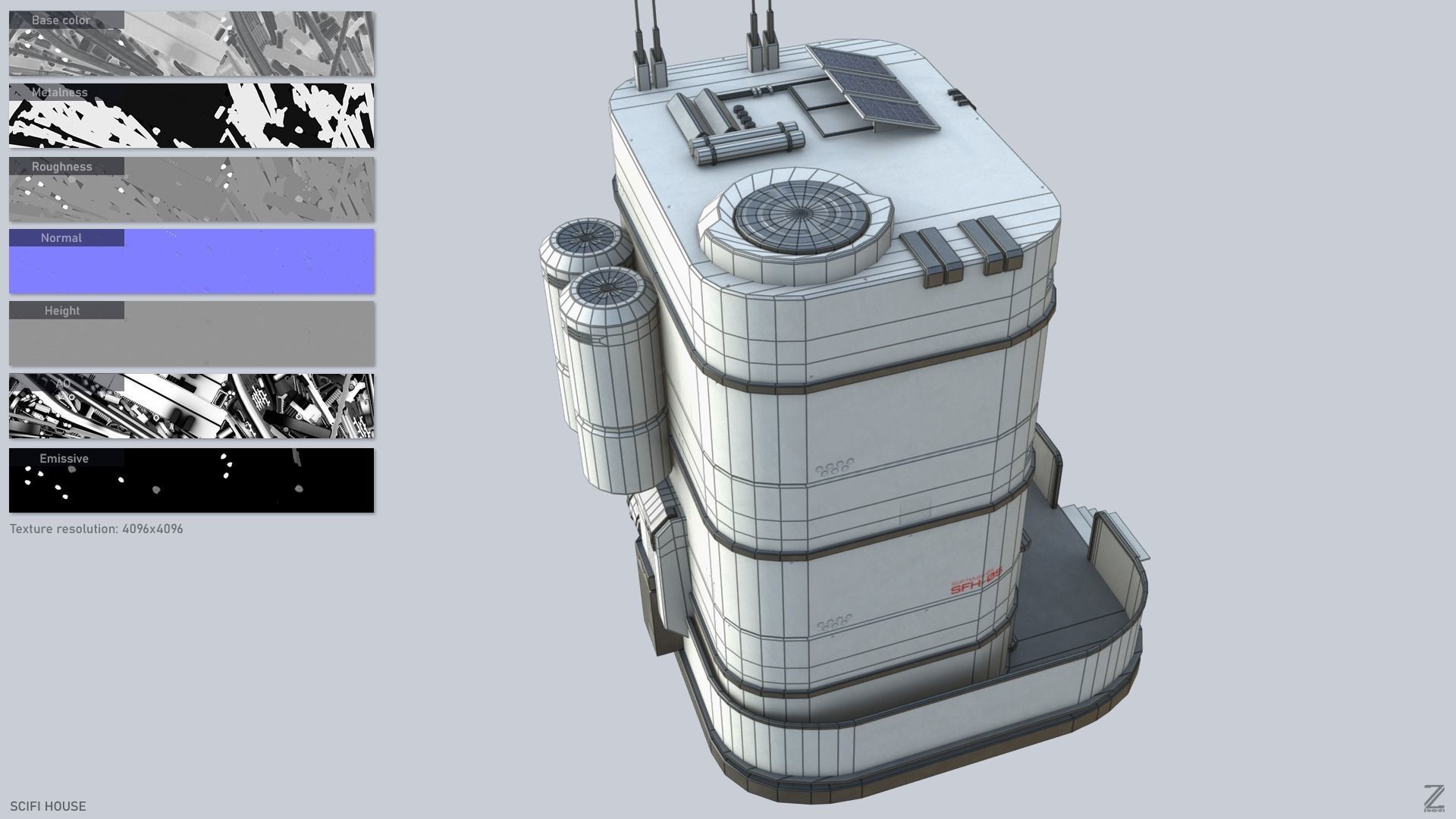 Scifi house Low-poly 3D model_2
