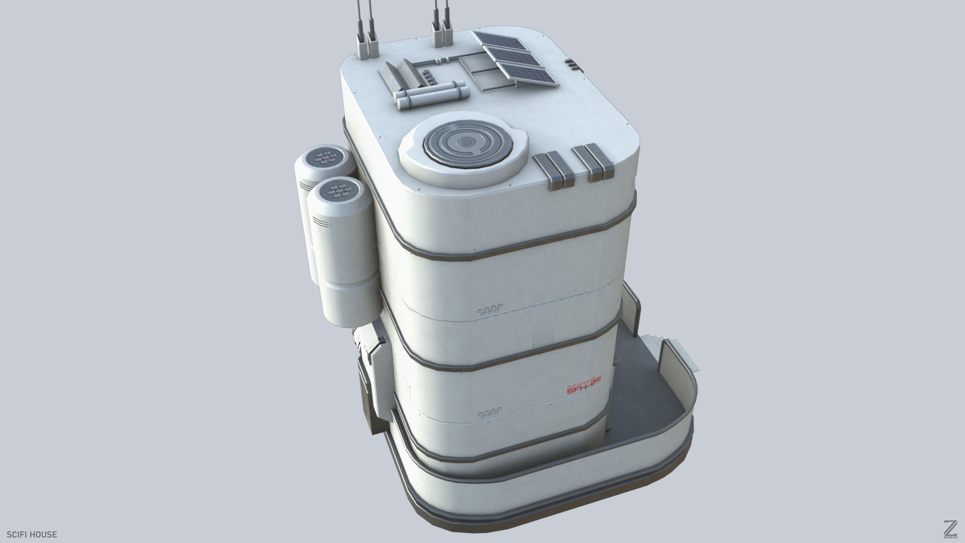 Scifi house Low-poly 3D model_6