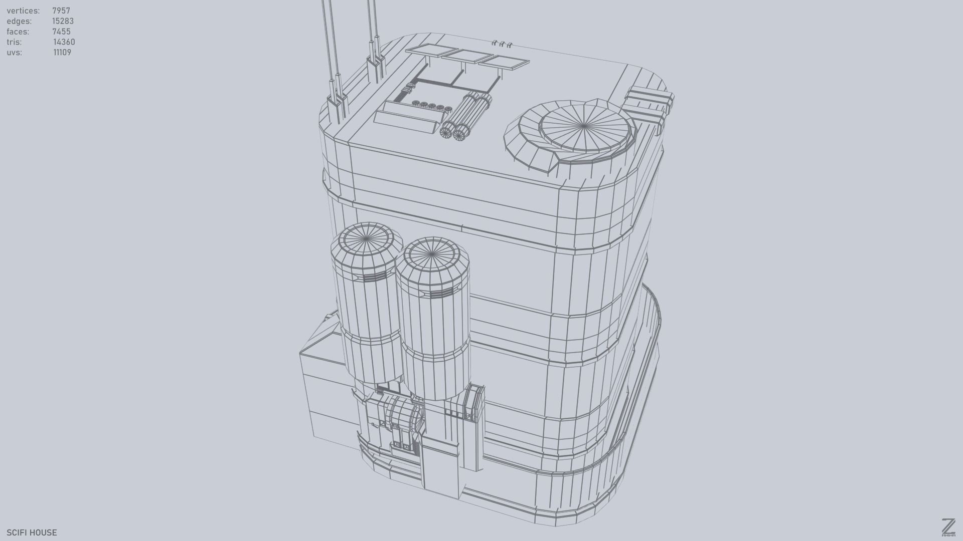 Scifi house Low-poly 3D model_11