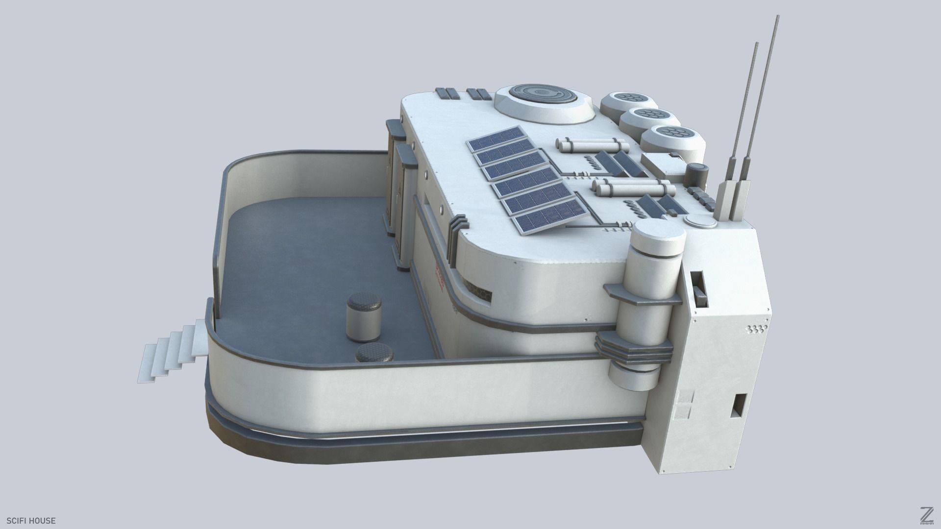 Scifi house Low-poly 3D model_5