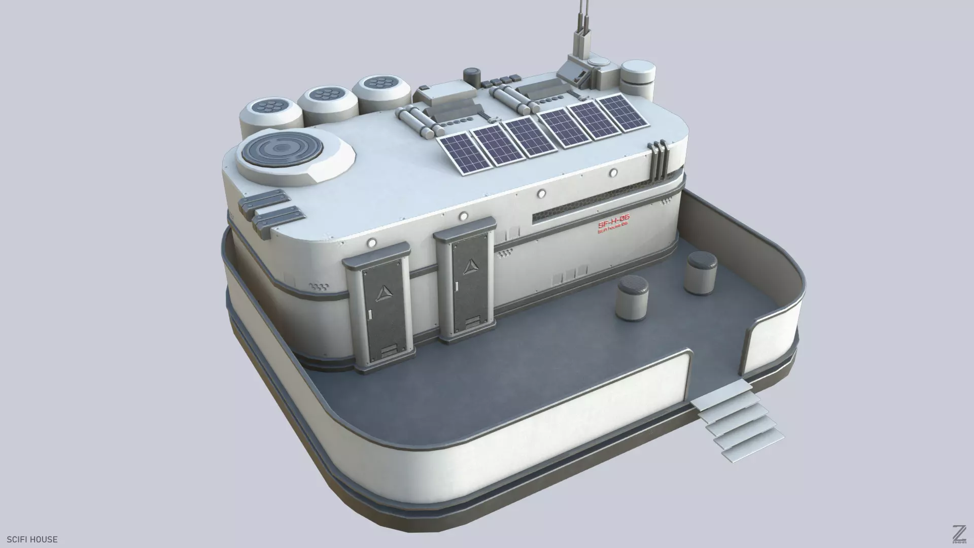 Scifi house Low-poly 3D model_0