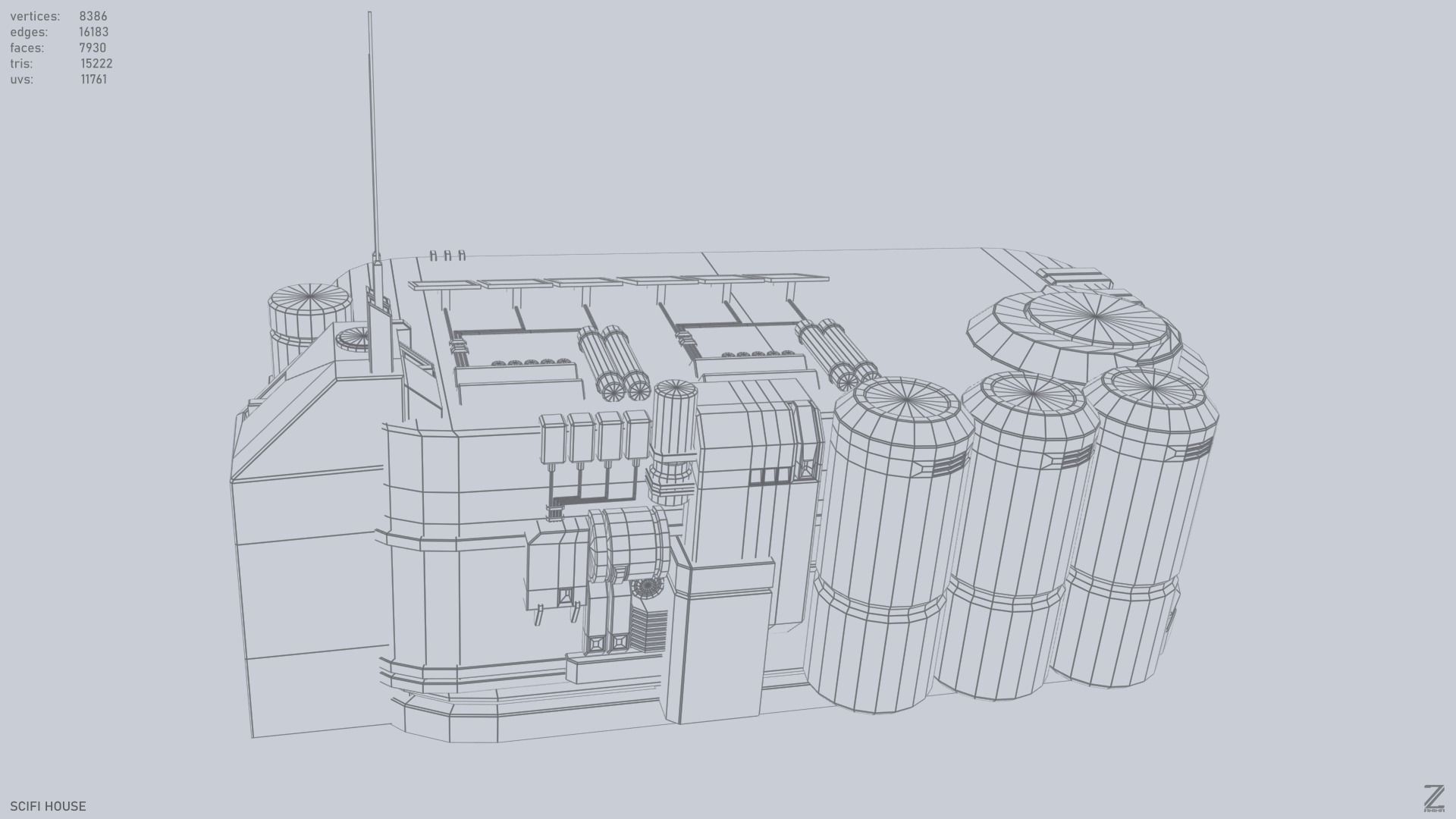 Scifi house Low-poly 3D model_13