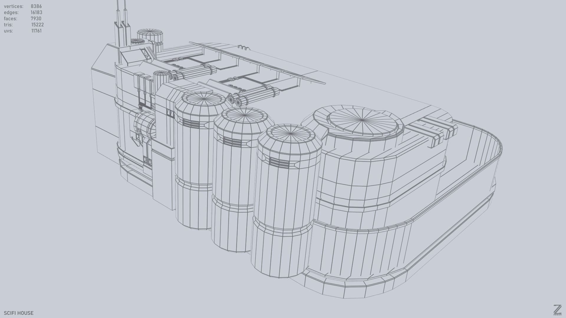 Scifi house Low-poly 3D model_14