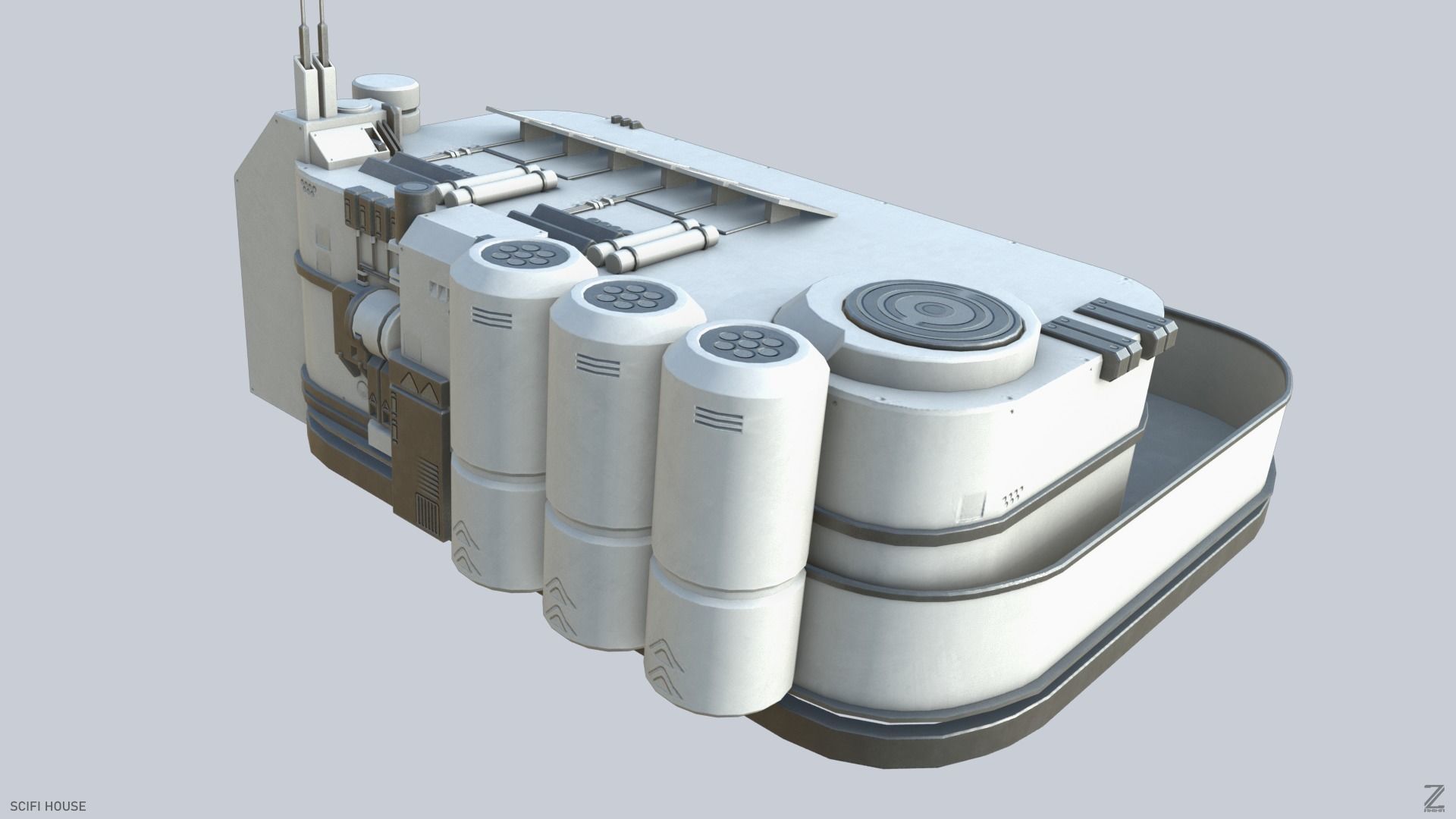 Scifi house Low-poly 3D model_8