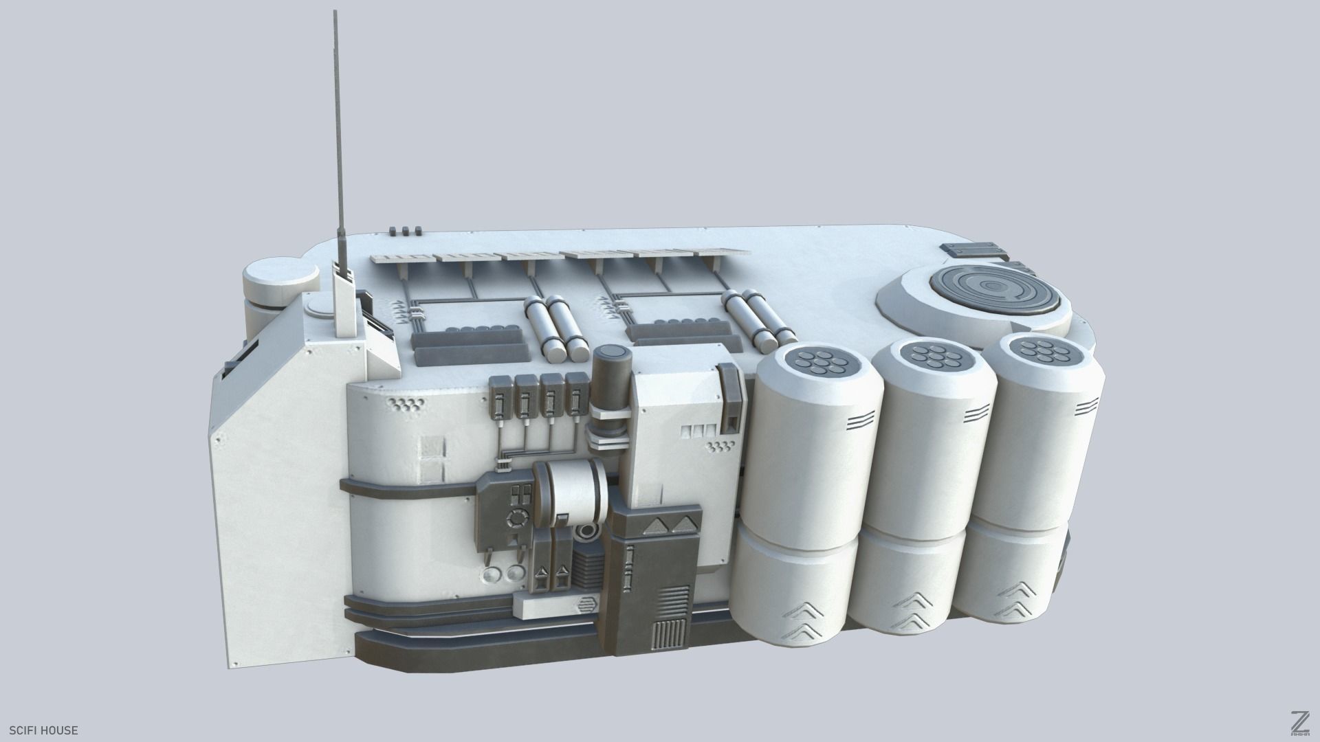 Scifi house Low-poly 3D model_7