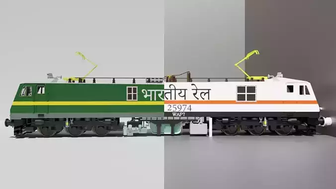 Indian Railways Engines WAP 7  and WAG 9  combo  Low-poly 3D model
