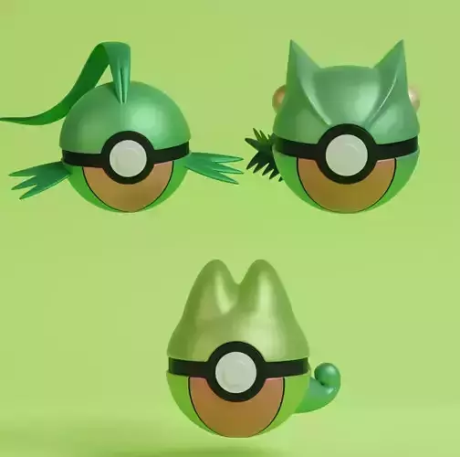 Pokemon Treecko Grovyle Sceptile Pokeball 3D print model