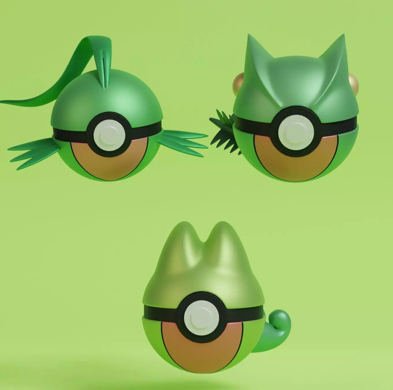 Pokemon Treecko Grovyle Sceptile Pokeball 3D print model_0