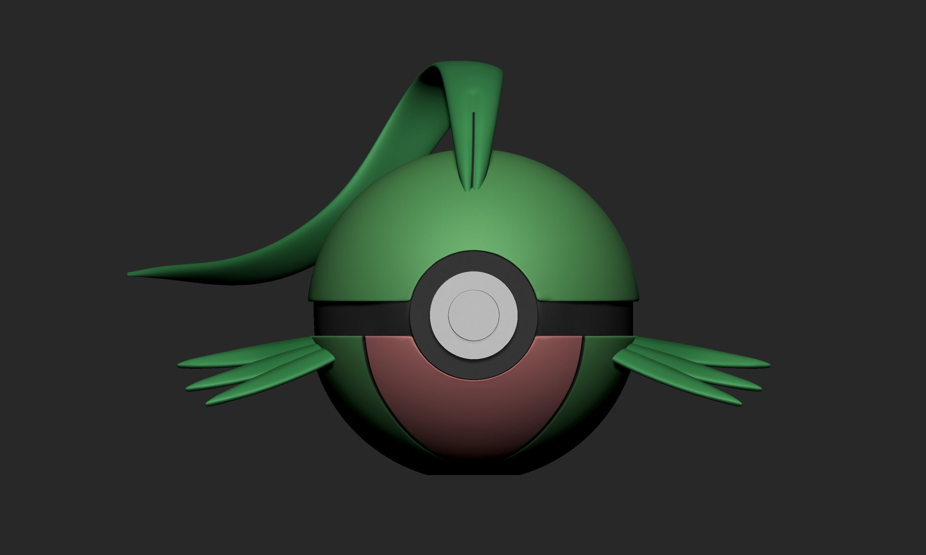 Pokemon Treecko Grovyle Sceptile Pokeball 3D print model_8