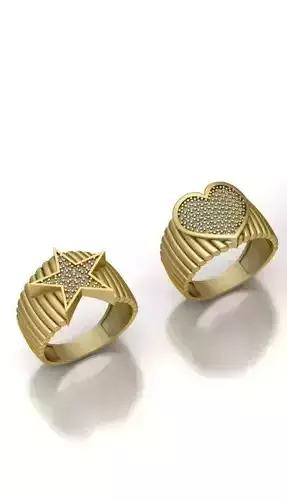 HEART STAR OVAL 3 PCS STL EXTENSION RING