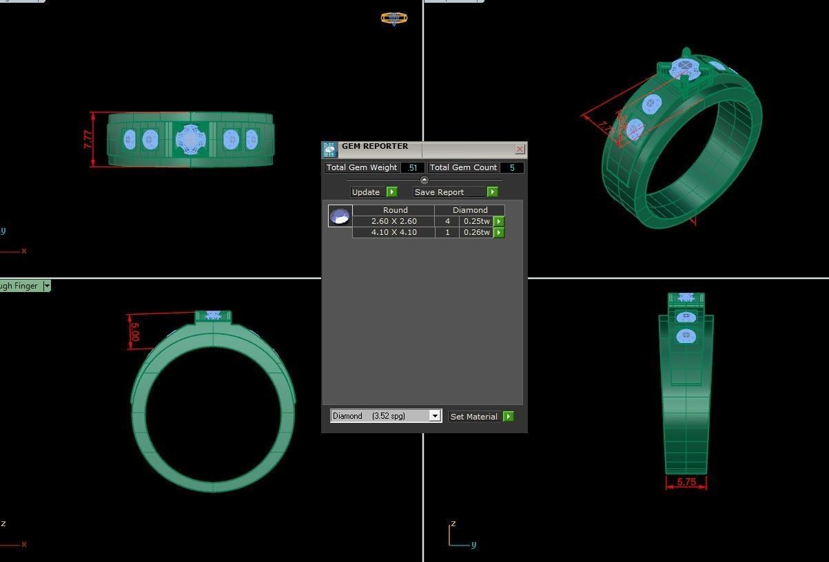 Diamond Man Ring Cad MR 375 3D print model_5