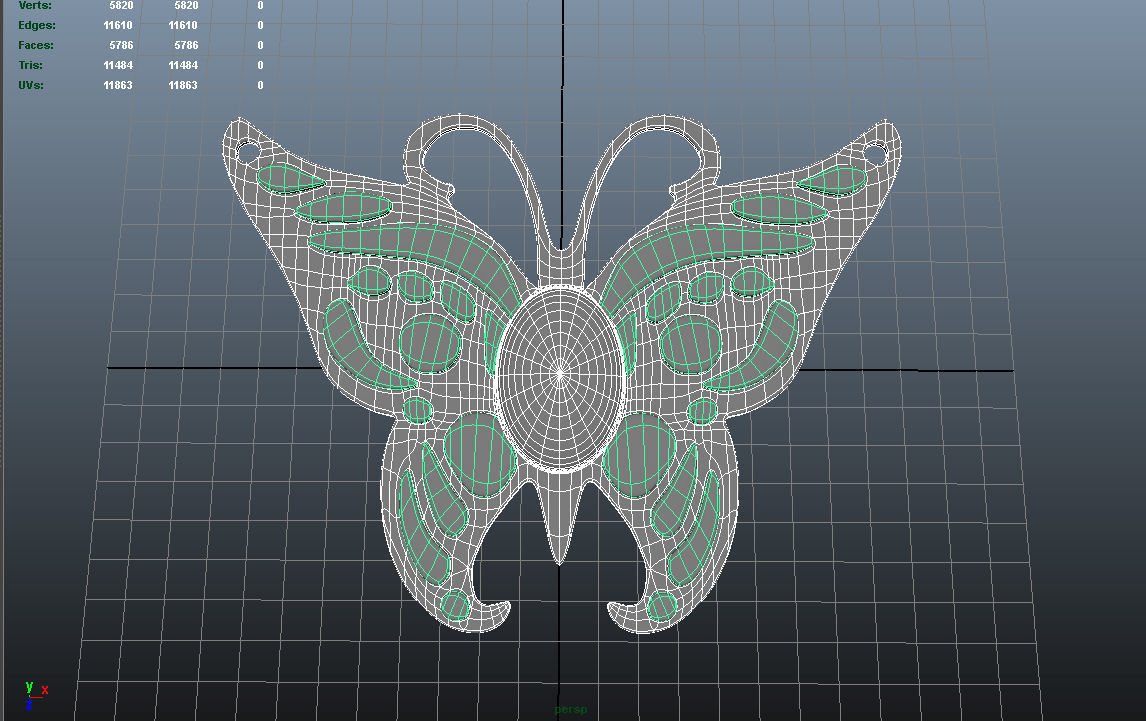 Butterfly Jewelry Low-poly 3D model_2