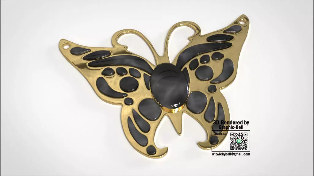 Butterfly Jewelry Low-poly 3D model_0
