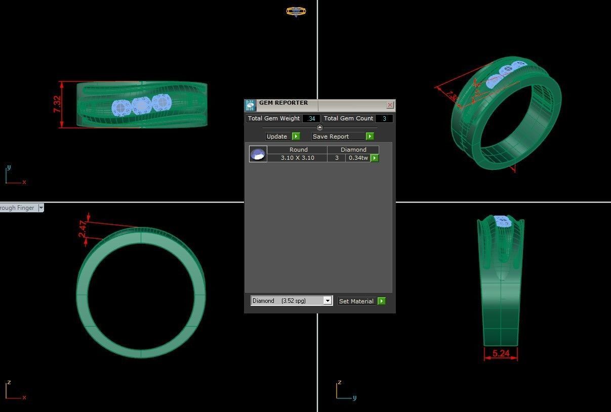 Diamond Man Ring Cad MR 372 3D print model_5