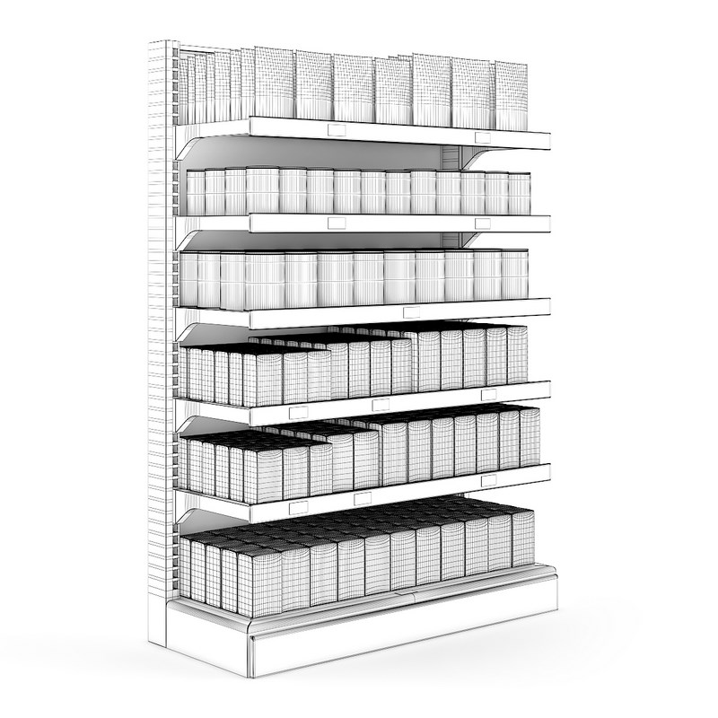 Supermarket Shelf 3D model_1